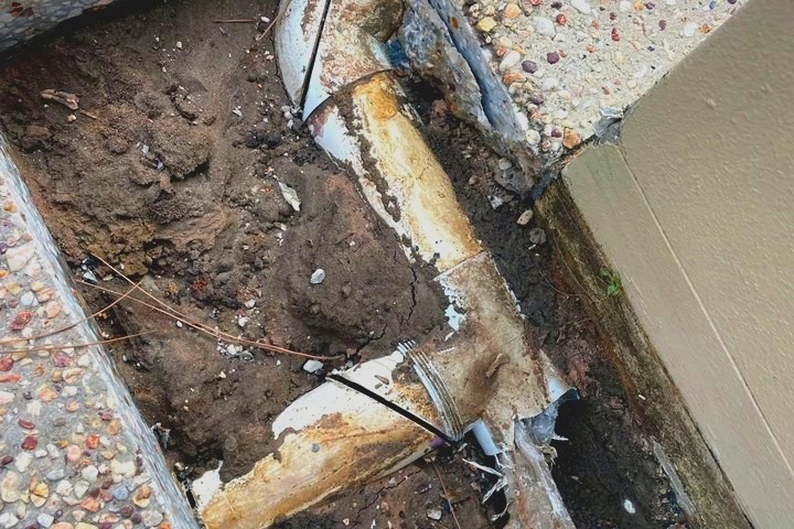 Damaged pipework exposed and replaced