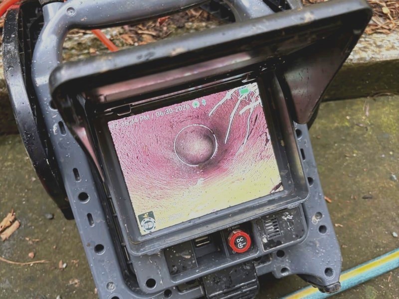 CCTV drain camera showing the inside of a pipe